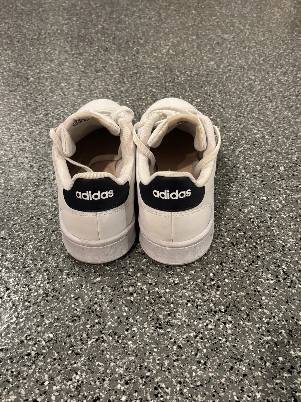 adidas Advantage White Sneakers with Black Heel Tab